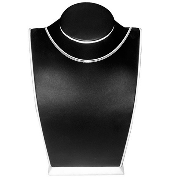 14K White 3mm Reversible Omega Necklace - 18" - Picture 2 of 3